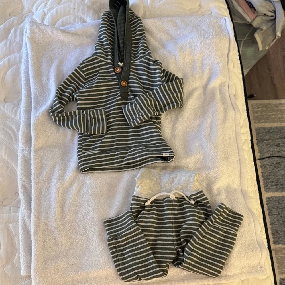 Baby Boy Striped Hoodie and Pants Set